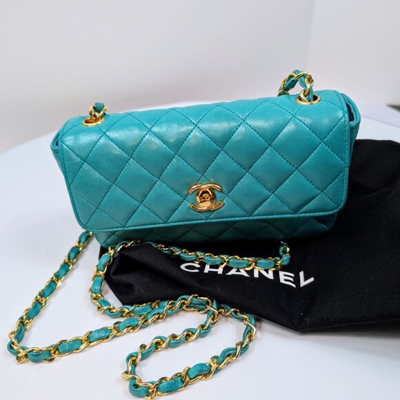 Chanel Vintage Teal Mini Rectangular Flap Bag - Picture 2 of 16
